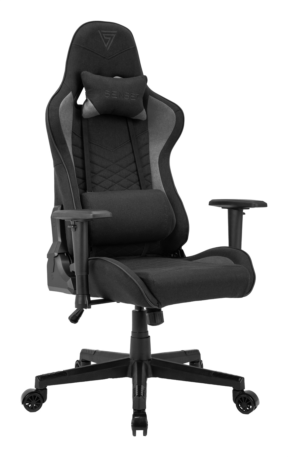 SENSE7 Sedia da Gaming Spellcaster Ergonomica in Tessuto Nero-Grigio con Braccioli 2D e Reclinazione Fino a 160°