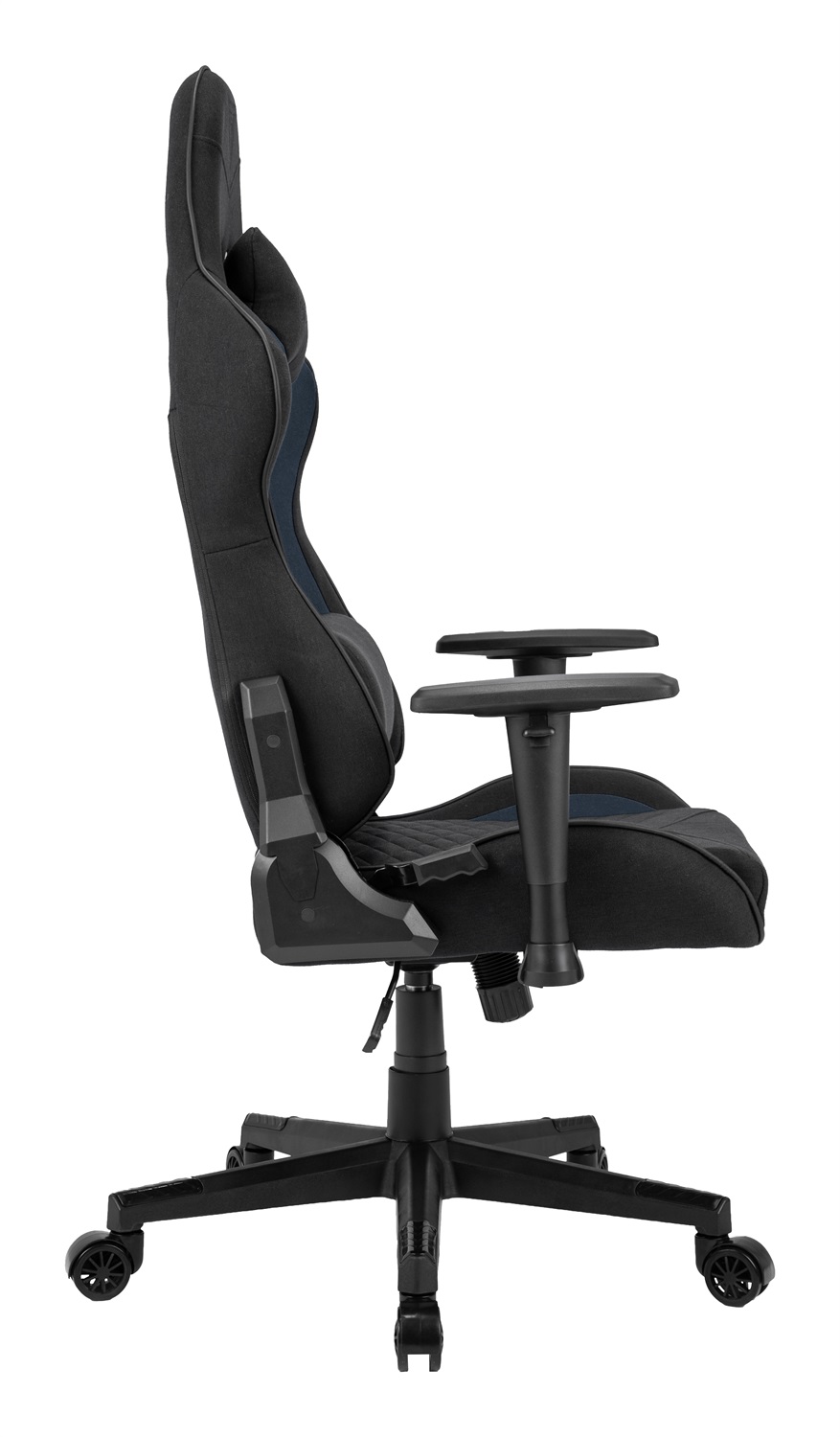 SENSE7 Spellcaster - Poltrona da gioco ergonomica con cuscini lombari regolabili, inclinazione e oscillazione, portata 150kg, in similpelle nera-blu