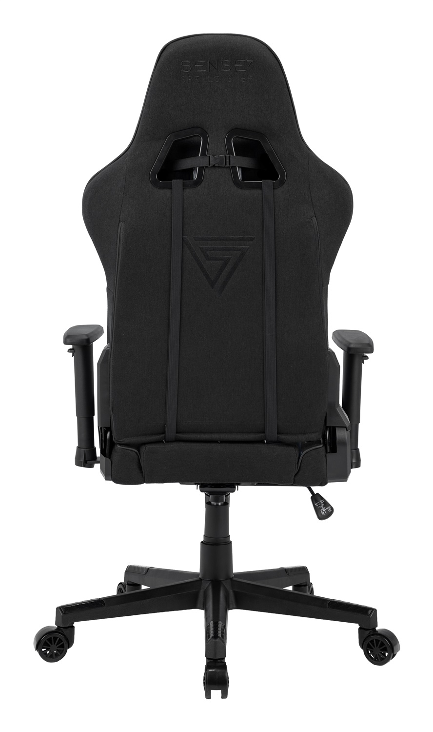 SENSE7 Spellcaster - Poltrona da gioco ergonomica con cuscini lombari regolabili, inclinazione e oscillazione, portata 150kg, in similpelle nera-blu