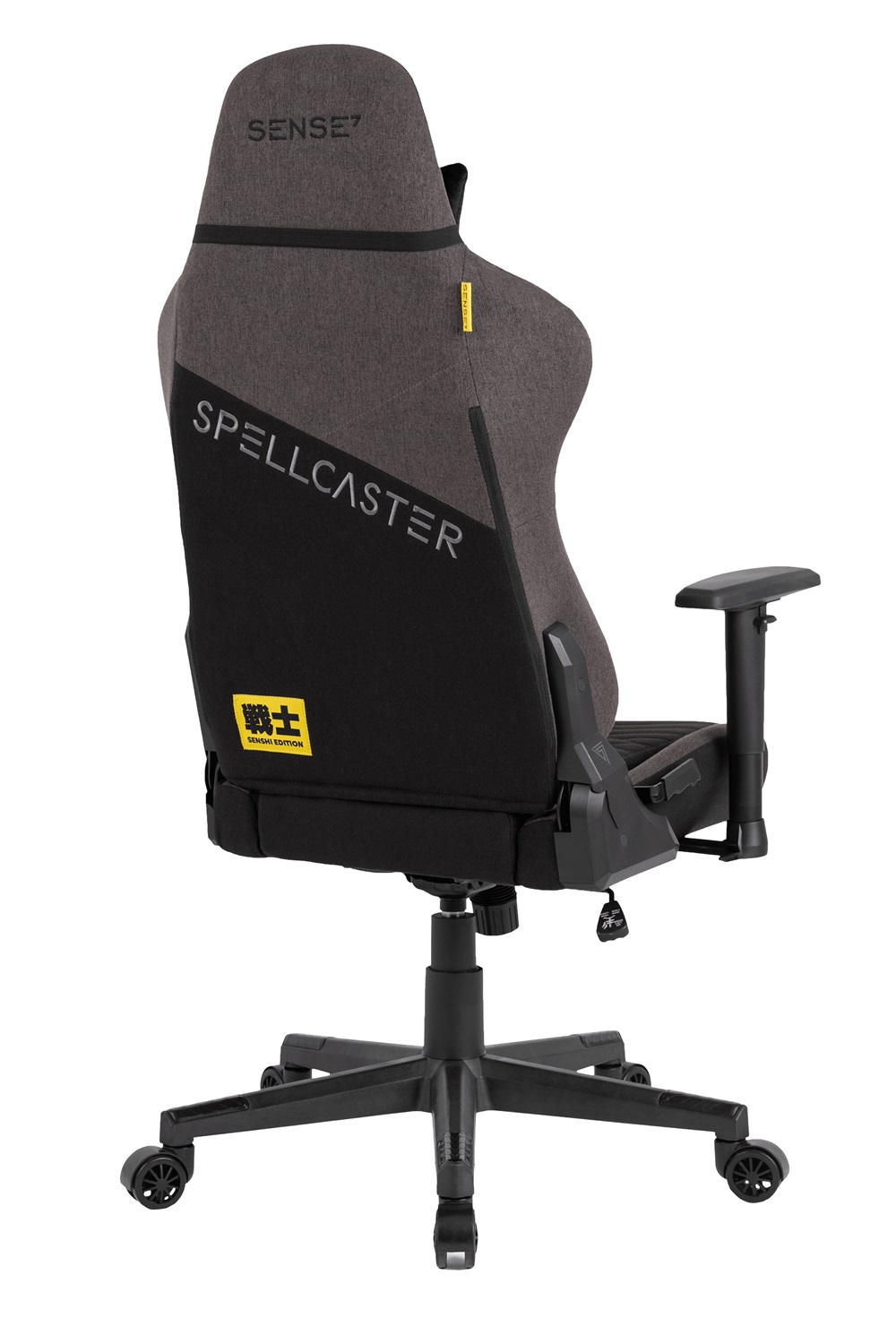 SENSE7 Sedia da Gioco Spellcaster Senshi Edition - Ergonomica, Tessuto Grigio, Cuscini Lombari Regolabili, Inclinazione e Oscillazione