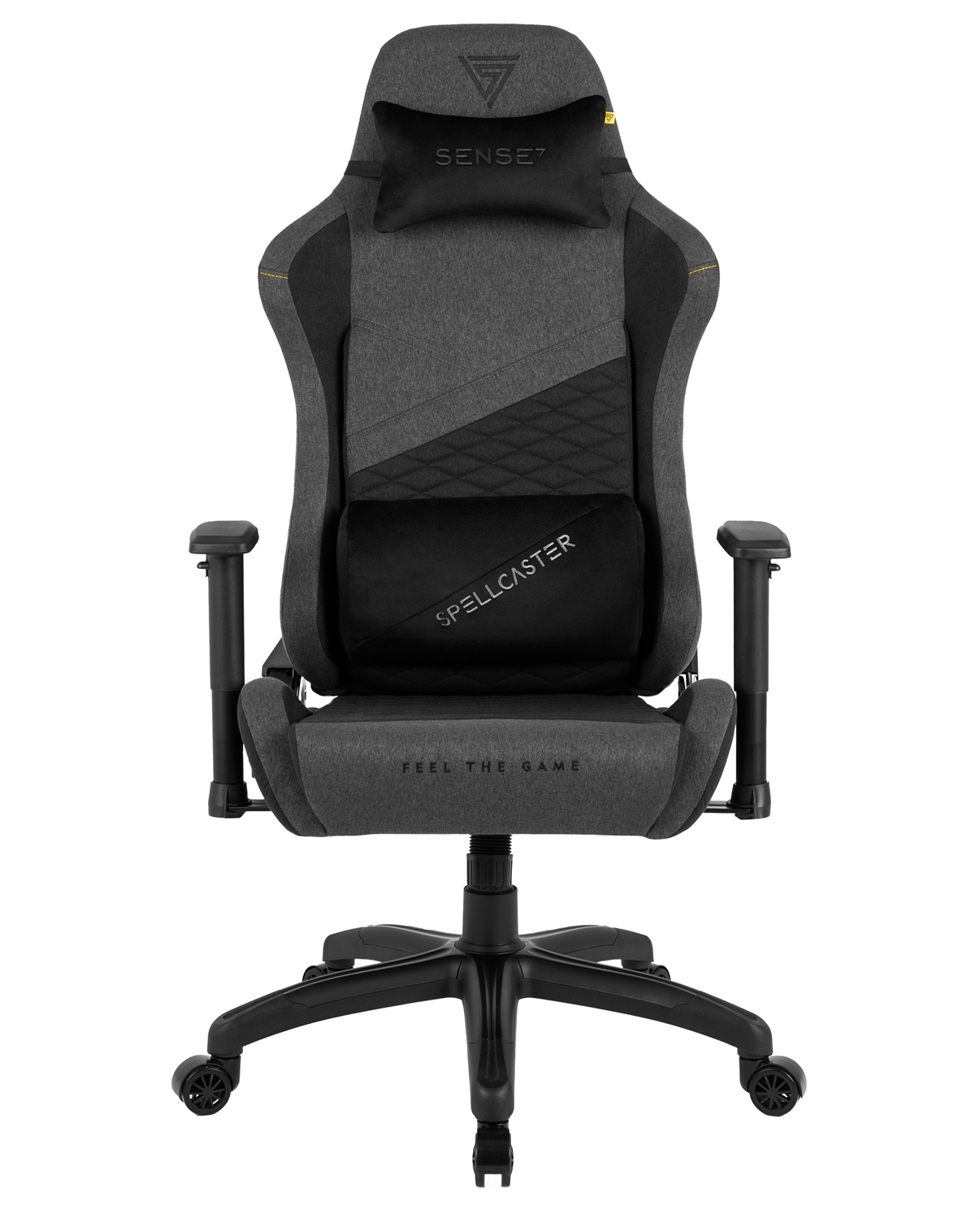 SENSE7 Spellcaster Senshi Edition XL - Poltrona da gioco ergonomica in tessuto grigia con cuscini lombari e inclinazione regolabile