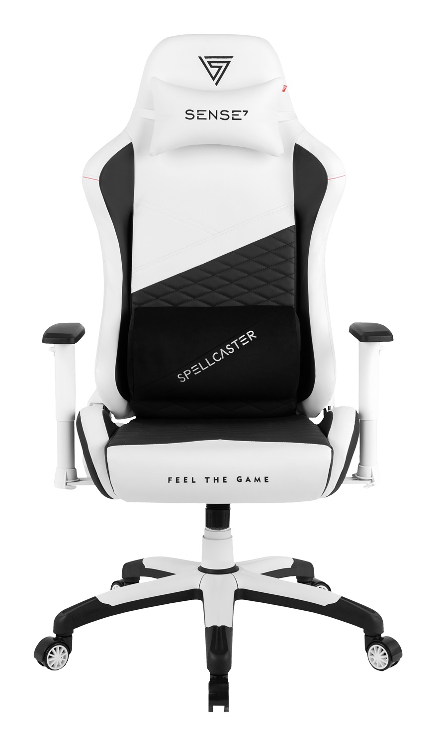 SENSE7 Spellcaster SENSHI XL - Sedia da gaming ergonomica bianca, 160 kg, con cuscini lombari e inclinazione regolabile