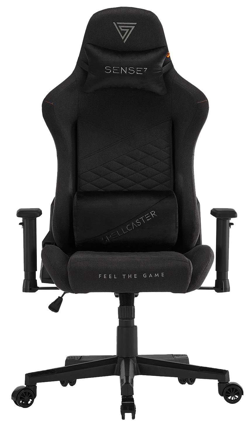 SENSE7 Poltrona da gioco Spellcaster Edizione Senshi - Ergonomica, con cuscini lombari e inclinazione regolabile, portata 150kg, tessuto nero