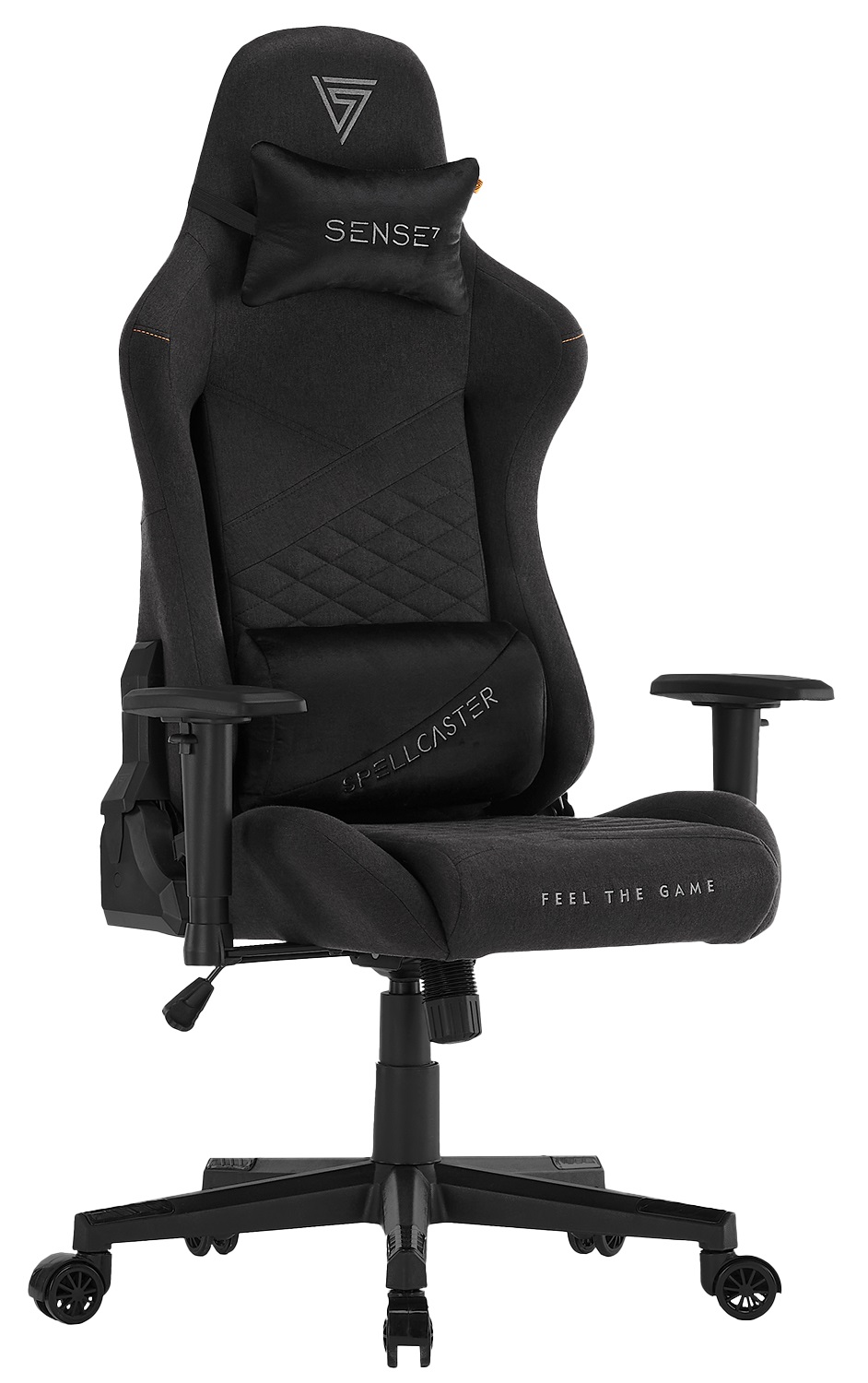 SENSE7 Poltrona da gioco Spellcaster Edizione Senshi - Ergonomica, con cuscini lombari e inclinazione regolabile, portata 150kg, tessuto nero