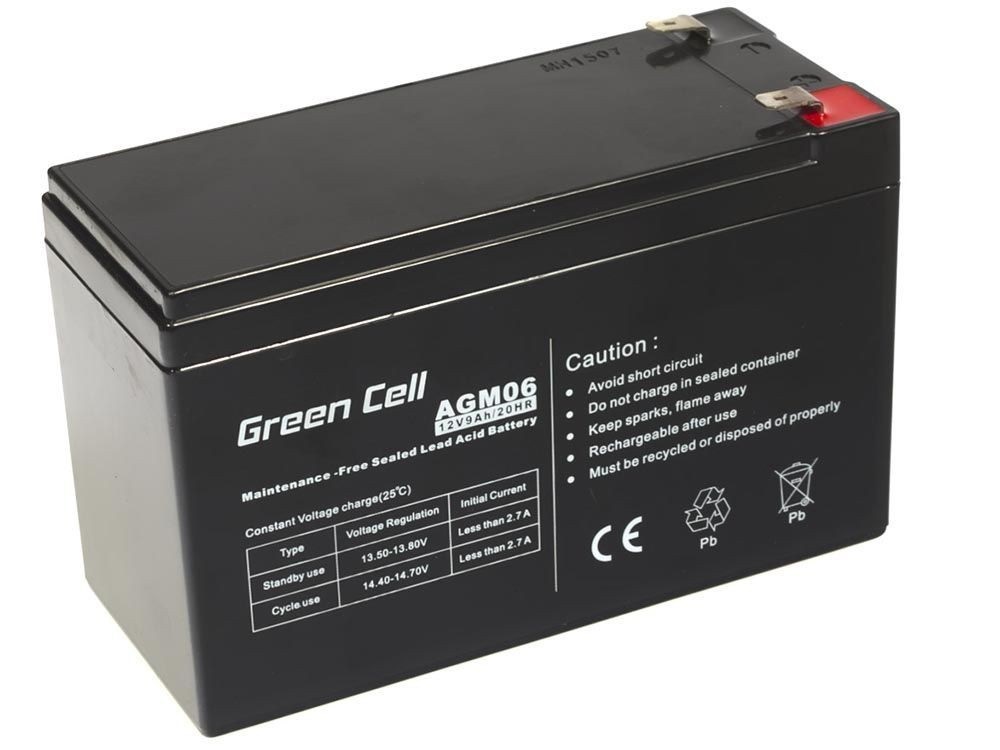 Green Cell AGM06 Batteria AGM 12V 9Ah Ricaricabile Sigillata VRLA per UPS, Allarmi, Giocattoli Elettrici, Impianti Solari e Scooter