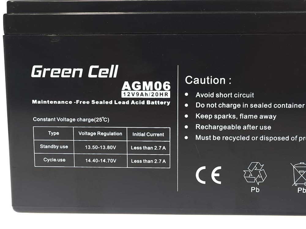 Green Cell AGM06 Batteria AGM 12V 9Ah Ricaricabile Sigillata VRLA per UPS, Allarmi, Giocattoli Elettrici, Impianti Solari e Scooter