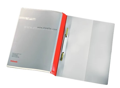 Esselte Quotation File - Cartellina ad aghi in PVC semirigido Rosso A4 con tasca frontale e interna, capacità fino a 250 fogli, conf. da 25