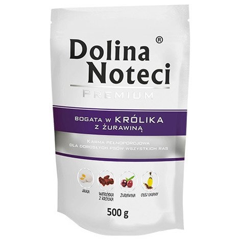 Dolina Noteci Premium Cibo Umido per Cani Adulti con Coniglio e Mirtillo Rosso 500 g