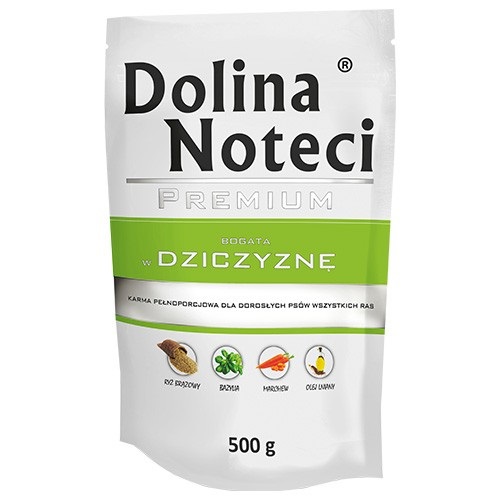 Dolina Noteci Premium Cibo Umido per Cani Adulti Ricco di Carne di Selvaggina 500 g