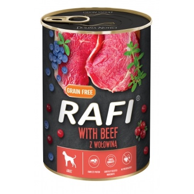 Dolina Noteci Rafi Manzo per Cani Adulti - Cibo Umido Completo e Privo di Cereali, 400 g