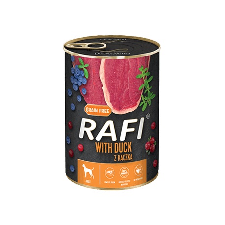 Dolina Noteci Rafi Anatra Alimento Umido Completo per Cani Adulti 400 g - Privo di Cereali, Ricco di Vitamine e Minerali