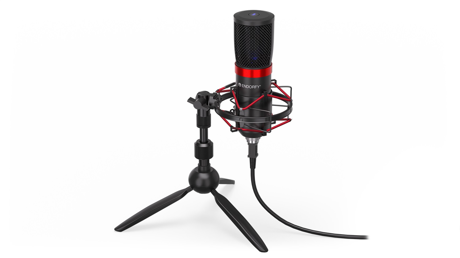 Endorfy Solum Streaming T - Microfono USB Professionale per Streaming, 18-21000 Hz, 24 bit, 48 kHz, Cablato, Nero