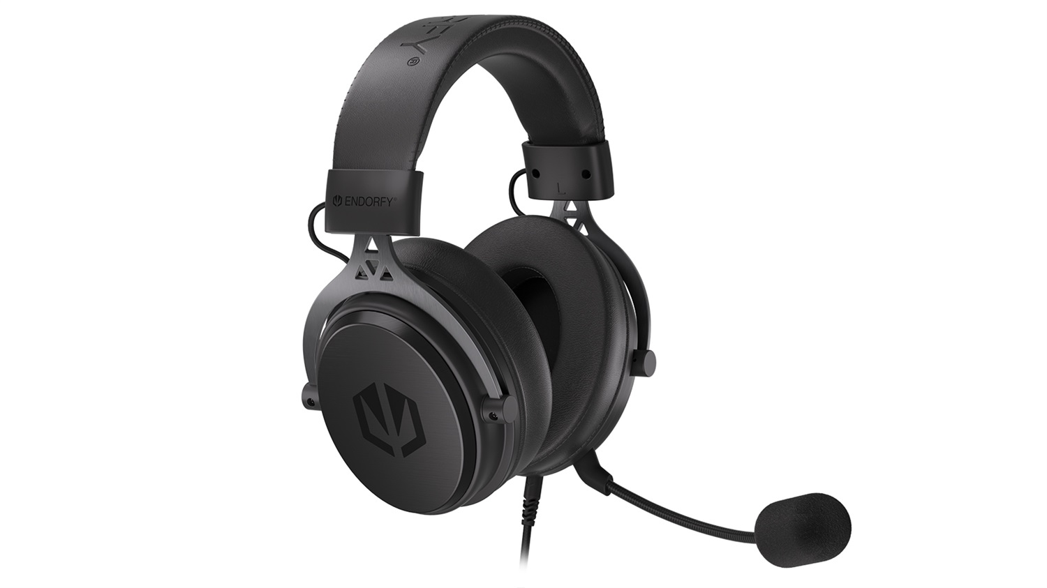 ENDORFY VIRO Plus USB Cuffie Over Ear Cablate con Microfono Staccabile e Cuscinetti in Tessuto - Nero