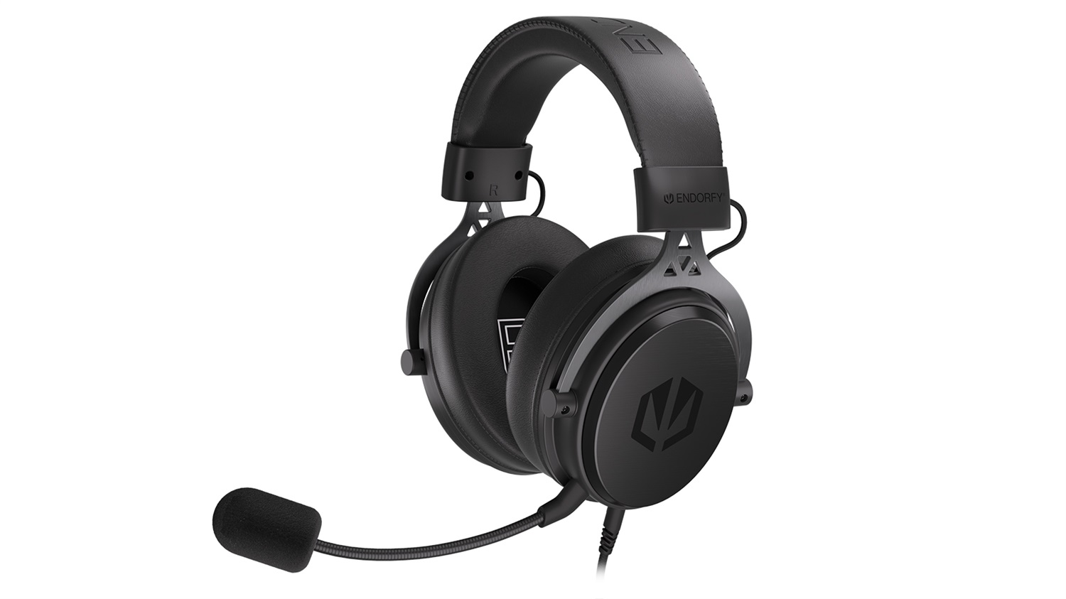 ENDORFY VIRO Plus USB Cuffie Over Ear Cablate con Microfono Staccabile e Cuscinetti in Tessuto - Nero