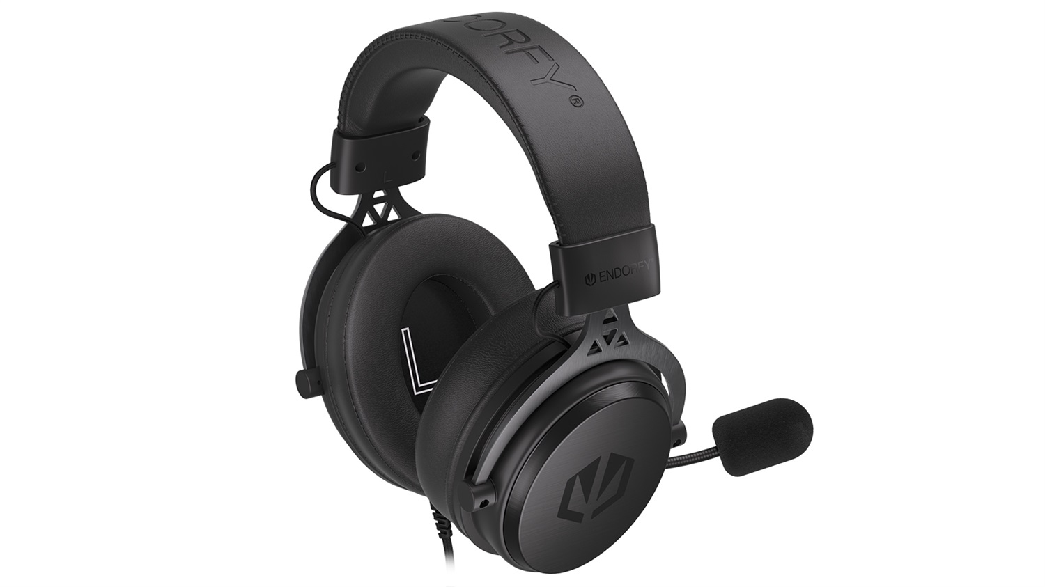ENDORFY VIRO Plus USB Cuffie Over Ear Cablate con Microfono Staccabile e Cuscinetti in Tessuto - Nero