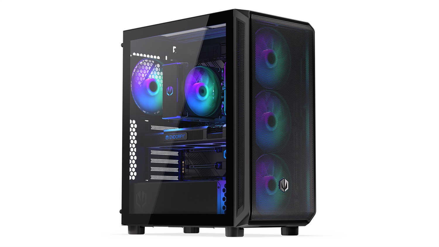 ENDORFY Arx 500 ARGB Case Mini-Tower Nero con Vetro Temperato, Quattro Ventole ARGB da 140 mm, Compatibile ATX/ITX/micro ATX