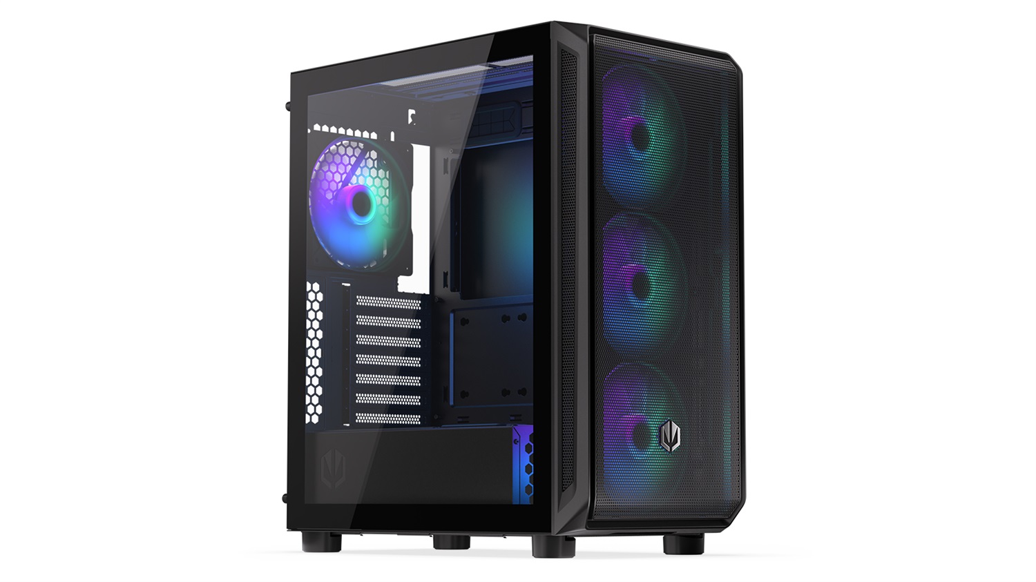 ENDORFY Arx 500 ARGB Case Mini-Tower Nero con Vetro Temperato, Quattro Ventole ARGB da 140 mm, Compatibile ATX/ITX/micro ATX