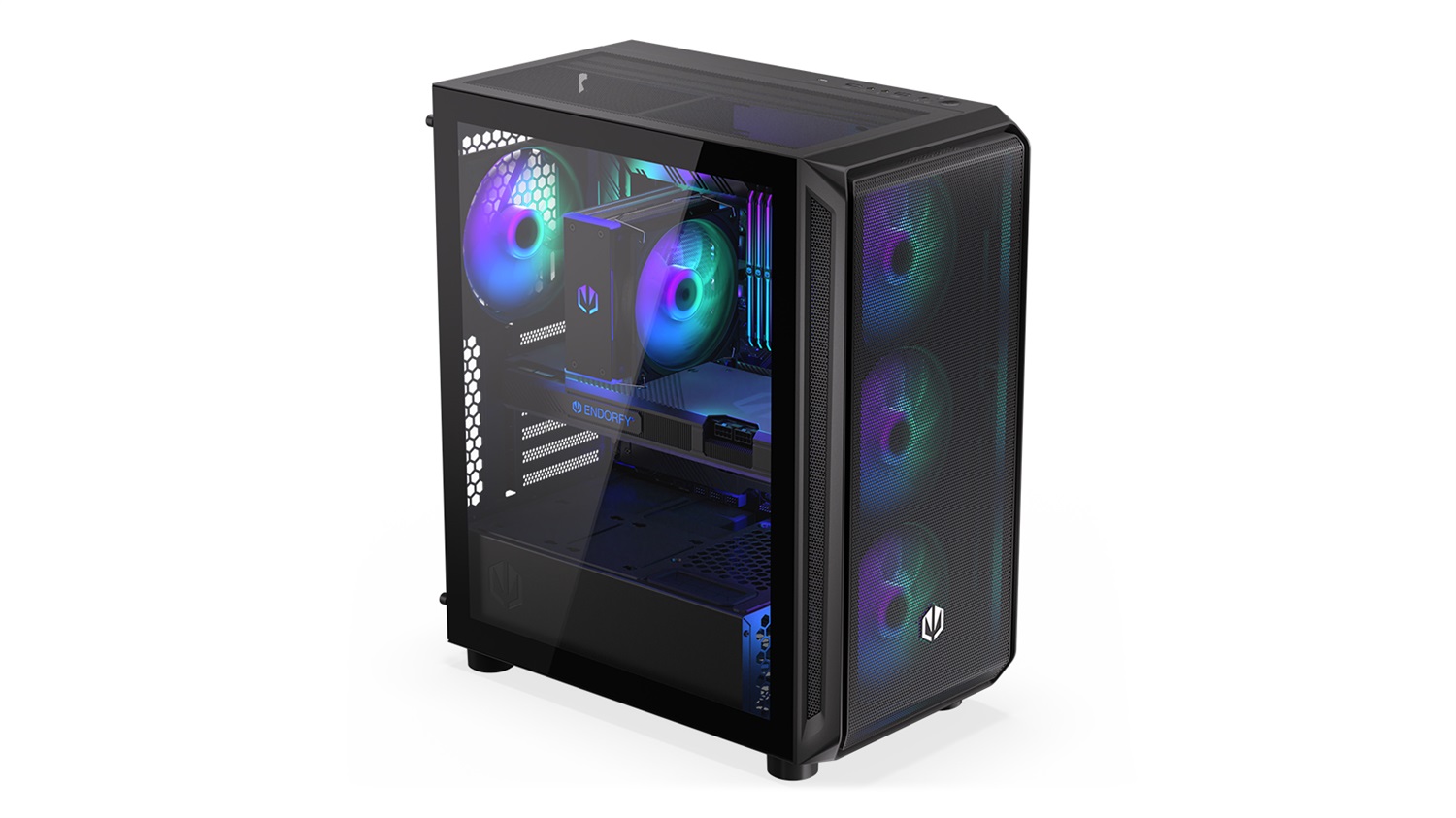 ENDORFY Arx 500 ARGB Case Mini-Tower Nero con Vetro Temperato, Quattro Ventole ARGB da 140 mm, Compatibile ATX/ITX/micro ATX