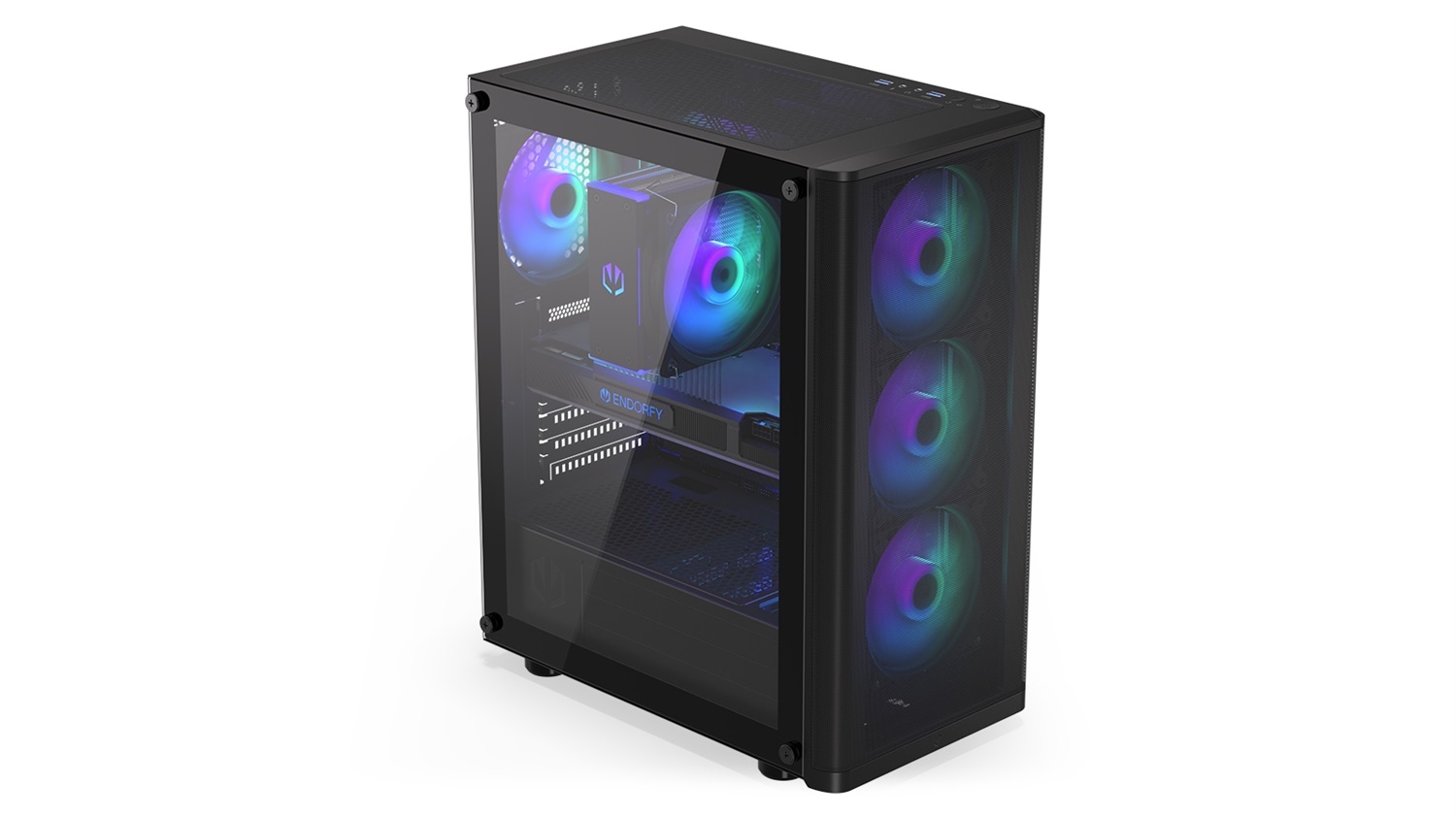 ENDORFY Ventum 200 ARGB Full Tower Case per PC Nero con 4 Ventole ARGB, Pannello Frontale in Mesh e Lato in Vetro Temperato