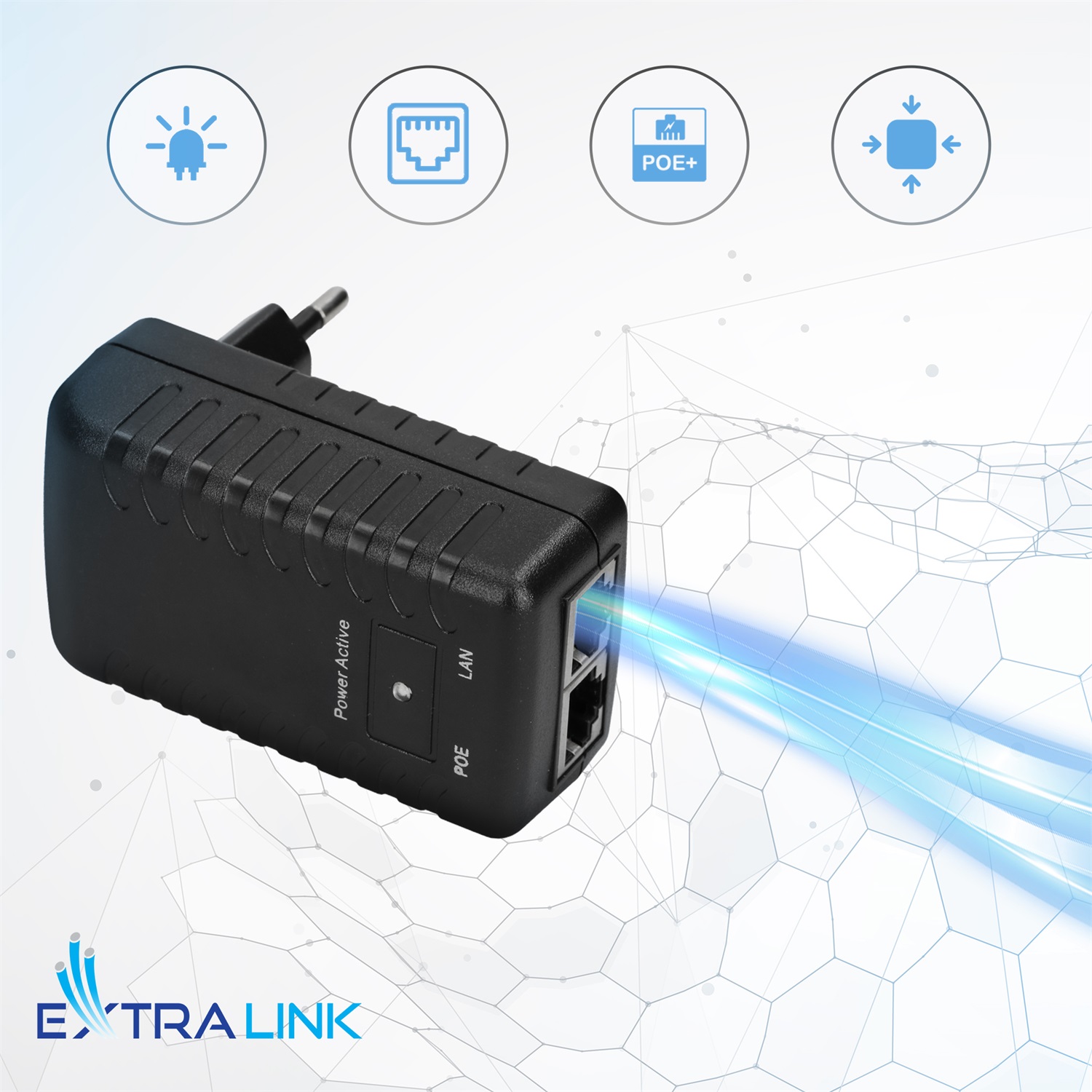 Extralink Alimentatore POE 18V 18W 1A Wall Plug per Ethernet