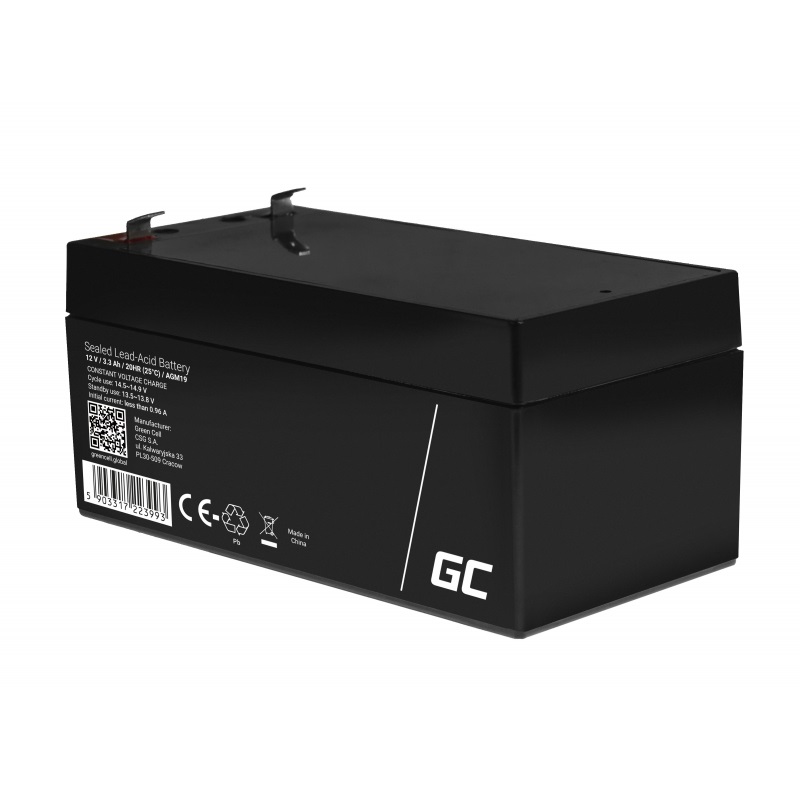 Green Cell Batteria AGM 12V 3.3 Ah - Compatibile con Acer, Senza Manutenzione per Allarmi e Giocattoli