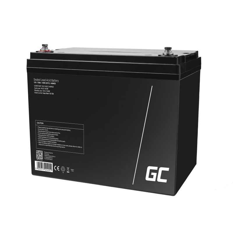 Green Cell AGM25 Batteria UPS Acido Piombo (VRLA) 12 V 75 Ah Senza Manutenzione - Nero