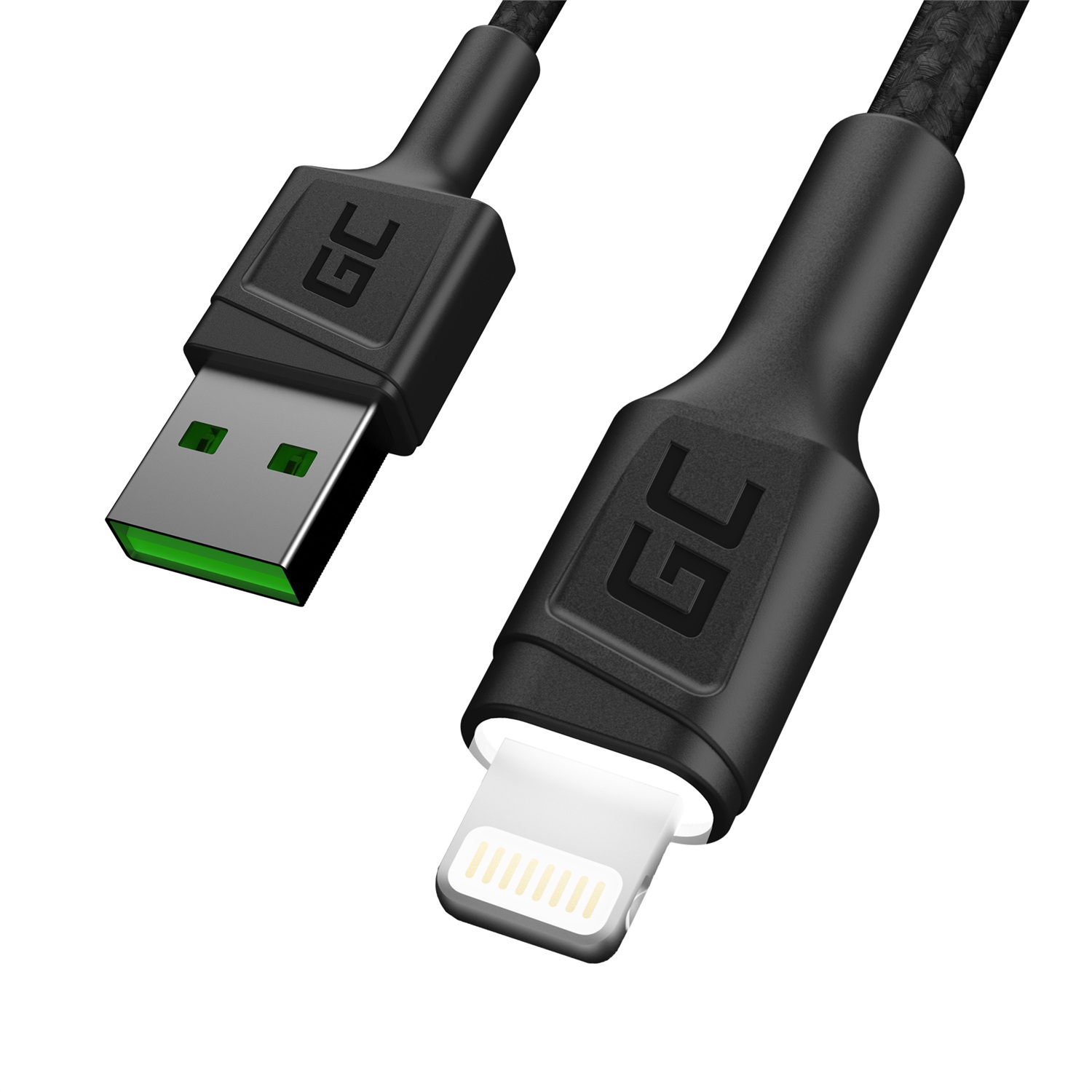 Green Cell Cavo USB-A - Lightning 2 m Nero con Illuminazione a LED per iPhone, iPad e iPod
