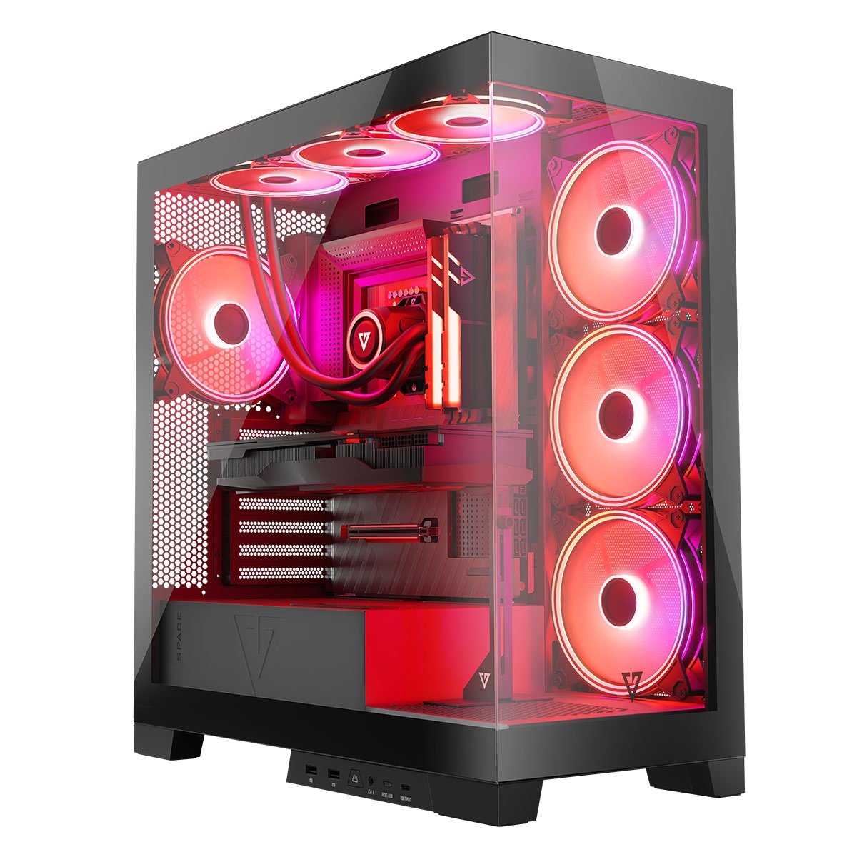 Modecom Volcano SPACE APEX - Case Midi Tower Nero con ARGB, USB 3.0 e Type-C