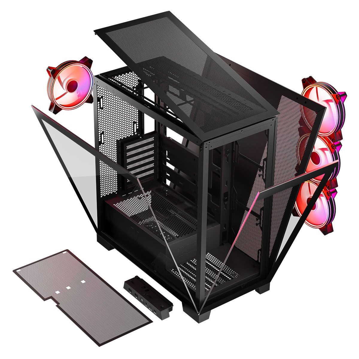 Modecom Volcano SPACE APEX - Case Midi Tower Nero con ARGB, USB 3.0 e Type-C