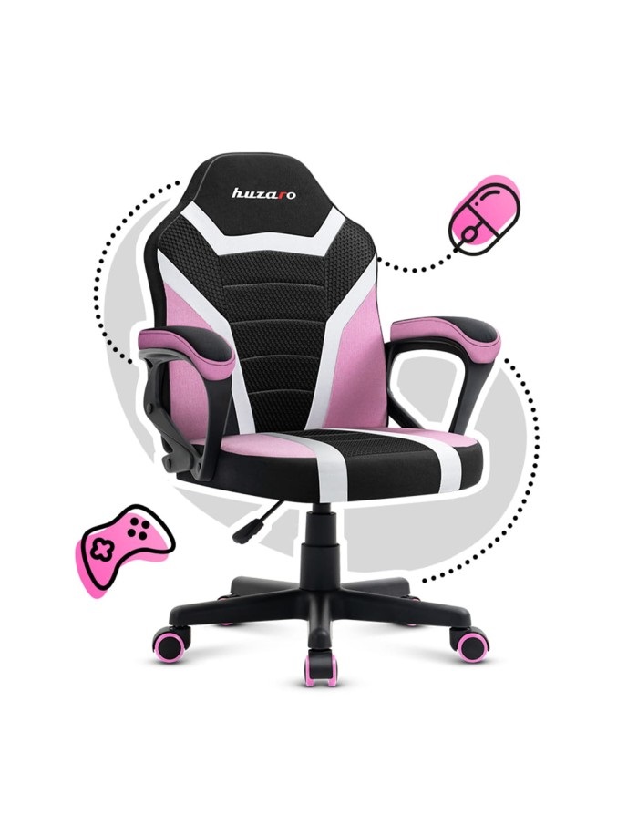 Huzaro HZ-Ranger 1.0 PINK MESH - Sedia da gioco ergonomica per bambini in rete Rosa/Nero