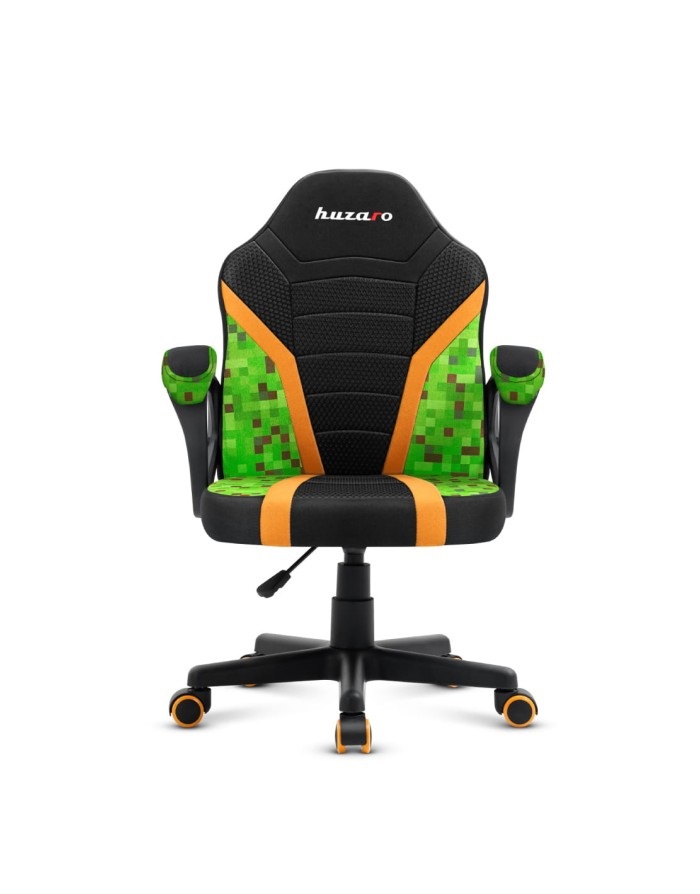 Huzaro Ranger 1.0 Sedia Gaming per Bambini - Seduta Piatta, Schienale a Rete, Ergonomica, Nero/Verde/Giallo