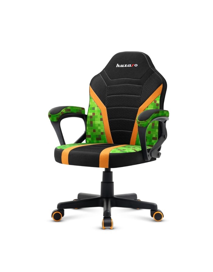 Huzaro Ranger 1.0 Sedia Gaming per Bambini - Seduta Piatta, Schienale a Rete, Ergonomica, Nero/Verde/Giallo