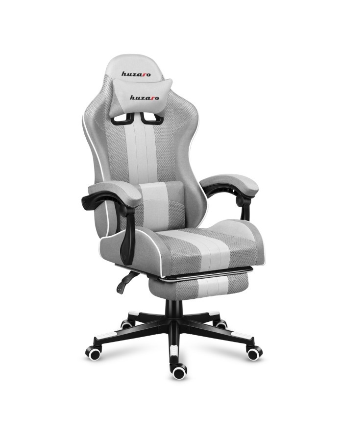 Huzaro FORCE 4.7 Sedia da Gaming per PC con Seduta a Dondolo (Culla), Schienale Imbottito, Capacità Fino a 140 kg, Bianco/Grigio