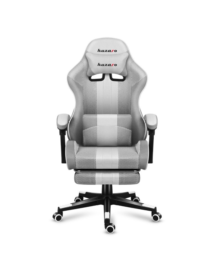 Huzaro FORCE 4.7 Sedia da Gaming per PC con Seduta a Dondolo (Culla), Schienale Imbottito, Capacità Fino a 140 kg, Bianco/Grigio