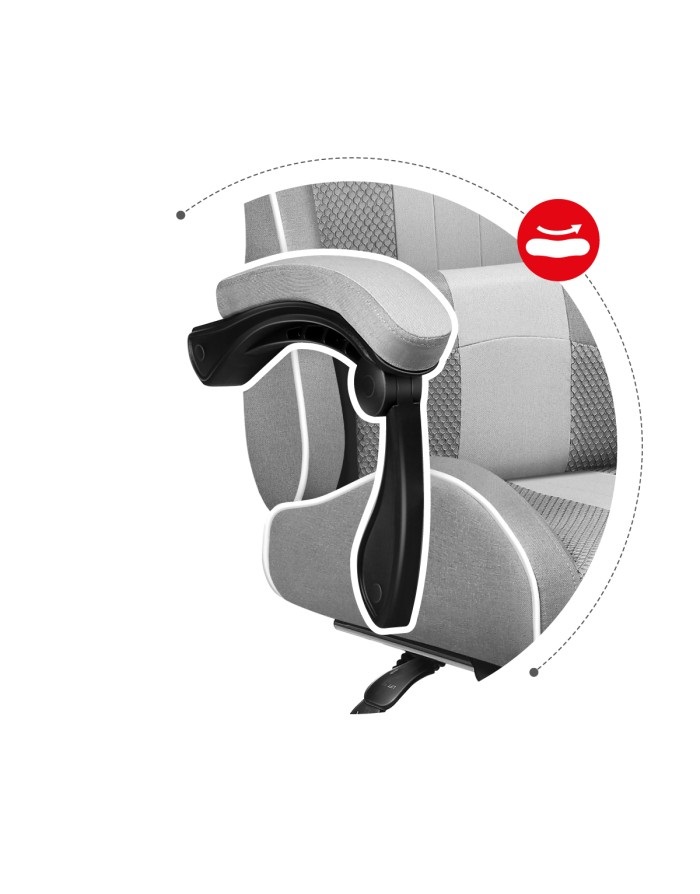 Huzaro FORCE 4.7 Sedia da Gaming per PC con Seduta a Dondolo (Culla), Schienale Imbottito, Capacità Fino a 140 kg, Bianco/Grigio