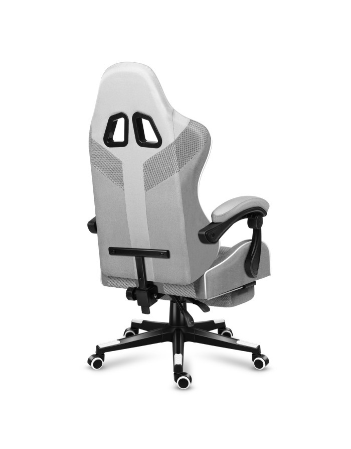Huzaro FORCE 4.7 Sedia da Gaming per PC con Seduta a Dondolo (Culla), Schienale Imbottito, Capacità Fino a 140 kg, Bianco/Grigio