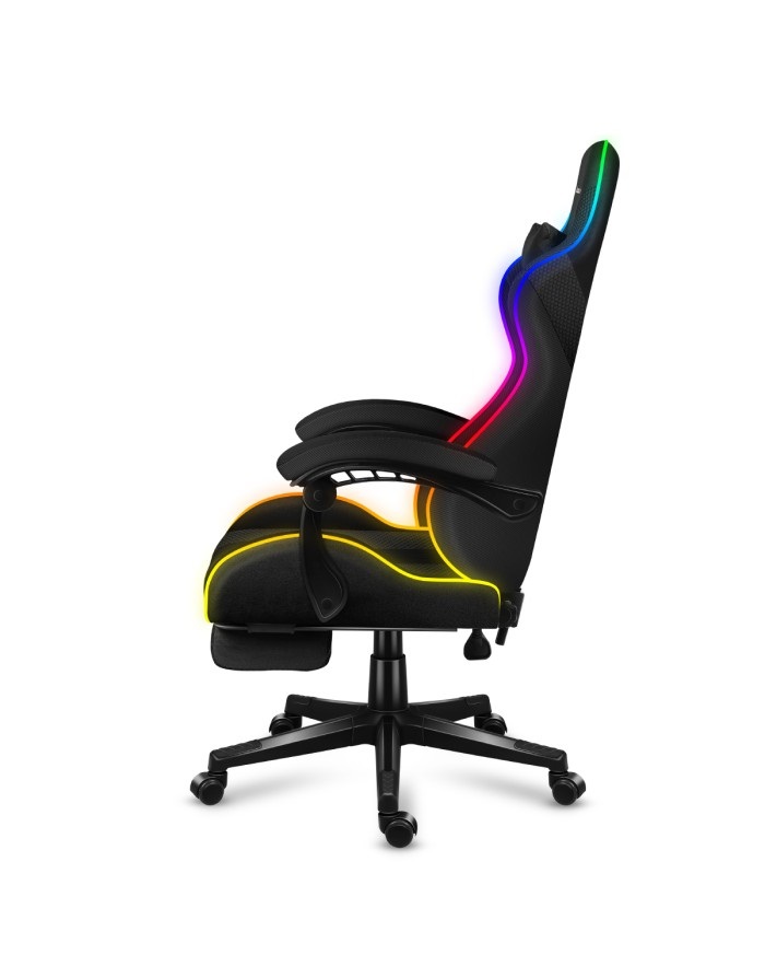 Huzaro FORCE 4.7 Sedia da gaming per PC con Illuminazione RGB, Poggiapiedi e Cuscino Lombare Regolabile - Nero