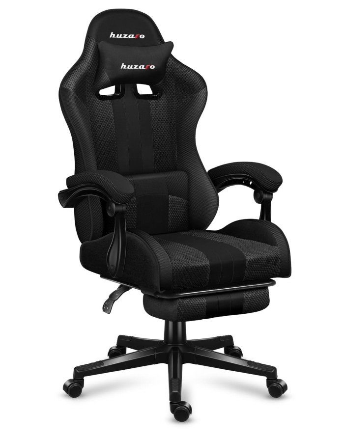 Huzaro FORCE 4.7 Sedia da gaming girevole in tessuto e rete di carbonio, Seduta a dondolo (culla), Fino a 140 kg, Schienale imbottito, Poggiapiedi
