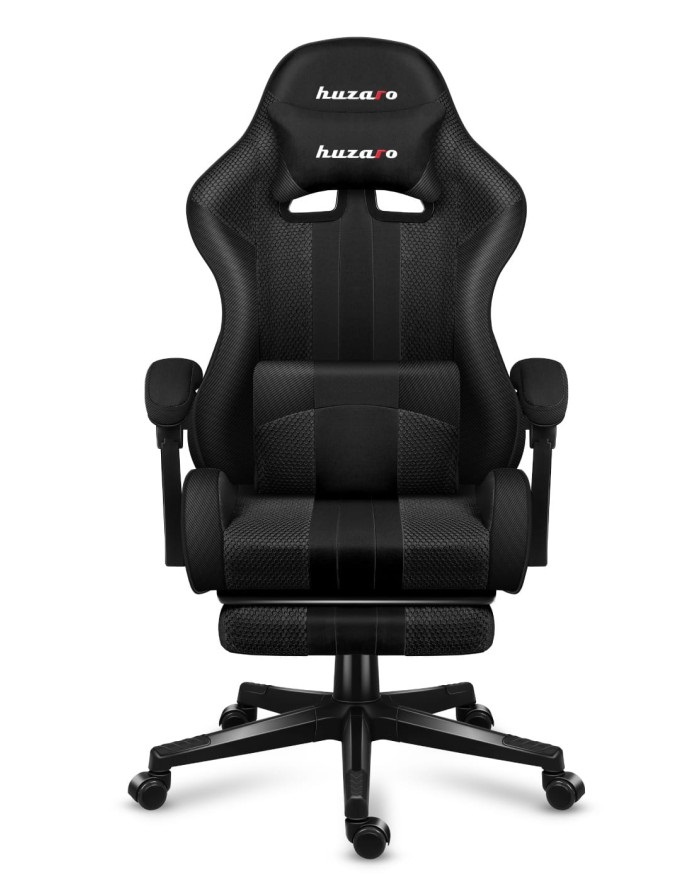 Huzaro FORCE 4.7 Sedia da gaming girevole in tessuto e rete di carbonio, Seduta a dondolo (culla), Fino a 140 kg, Schienale imbottito, Poggiapiedi