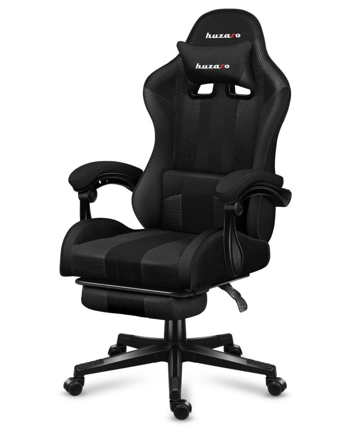 Huzaro FORCE 4.7 Sedia da gaming girevole in tessuto e rete di carbonio, Seduta a dondolo (culla), Fino a 140 kg, Schienale imbottito, Poggiapiedi