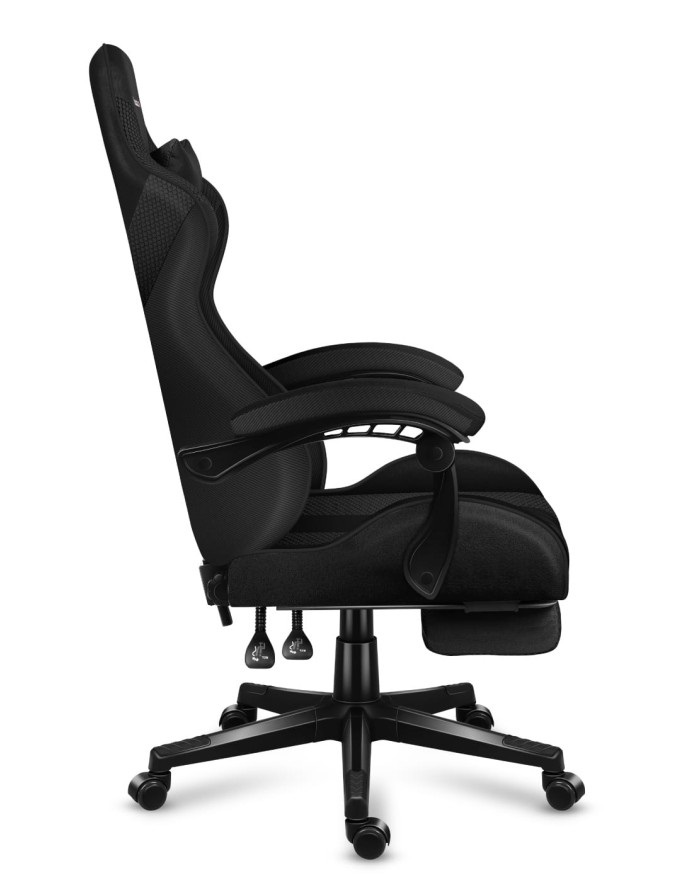 Huzaro FORCE 4.7 Sedia da gaming girevole in tessuto e rete di carbonio, Seduta a dondolo (culla), Fino a 140 kg, Schienale imbottito, Poggiapiedi
