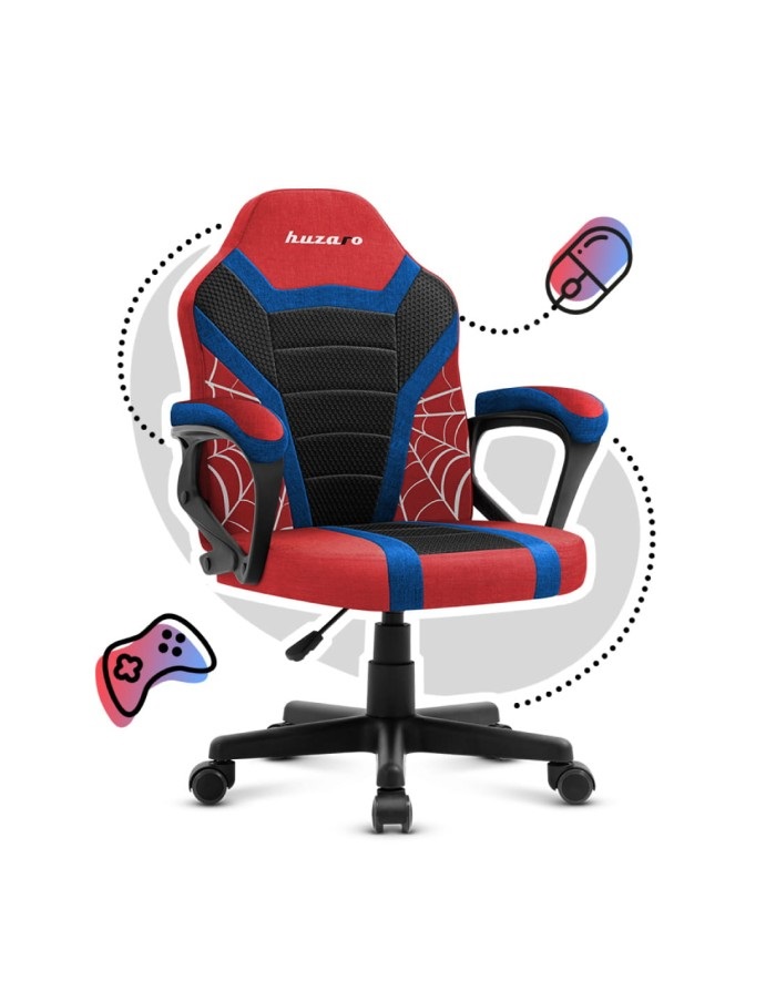 Huzaro Ranger 1.0 Spider - Sedia Gaming per Bambini con Seduta Piatta e Schienale Imbottito, Nero, Blu, Rosso