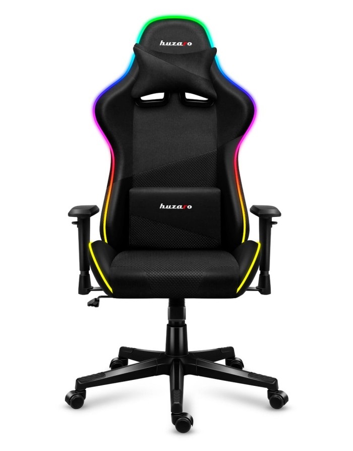 Huzaro Force 6.2 RGB Sedia da gaming per PC con Seduta a dondolo (culla), Schienale imbottito, Capacità 130 kg, Design Nero e Bianco
