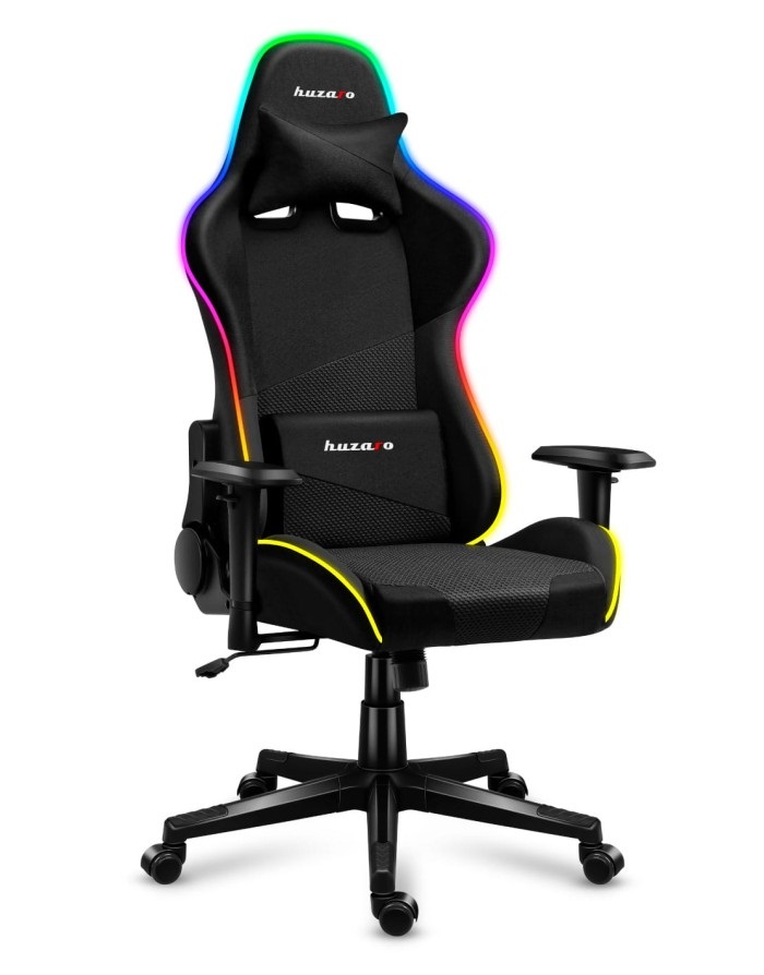 Huzaro Force 6.2 RGB Sedia da gaming per PC con Seduta a dondolo (culla), Schienale imbottito, Capacità 130 kg, Design Nero e Bianco