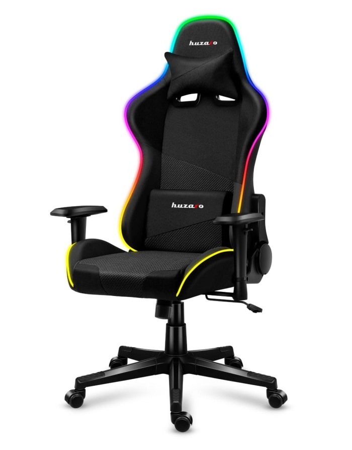 Huzaro Force 6.2 RGB Sedia da gaming per PC con Seduta a dondolo (culla), Schienale imbottito, Capacità 130 kg, Design Nero e Bianco