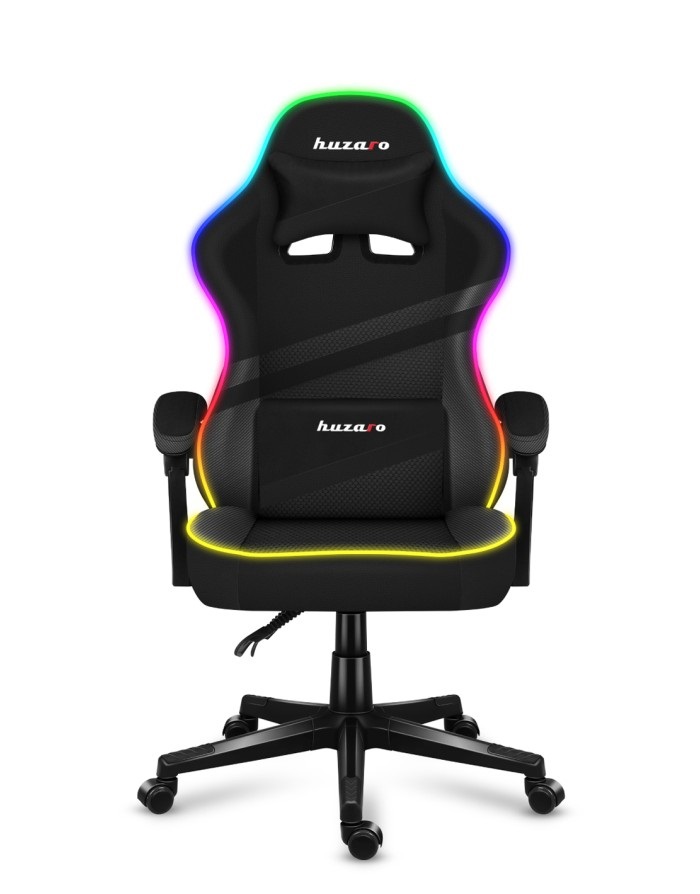 Huzaro Force 4.4 RGB Sedia da gaming per PC con illuminazione a LED, Seduta a dondolo, Schienale imbottito, Capacità 130 kg, Nero