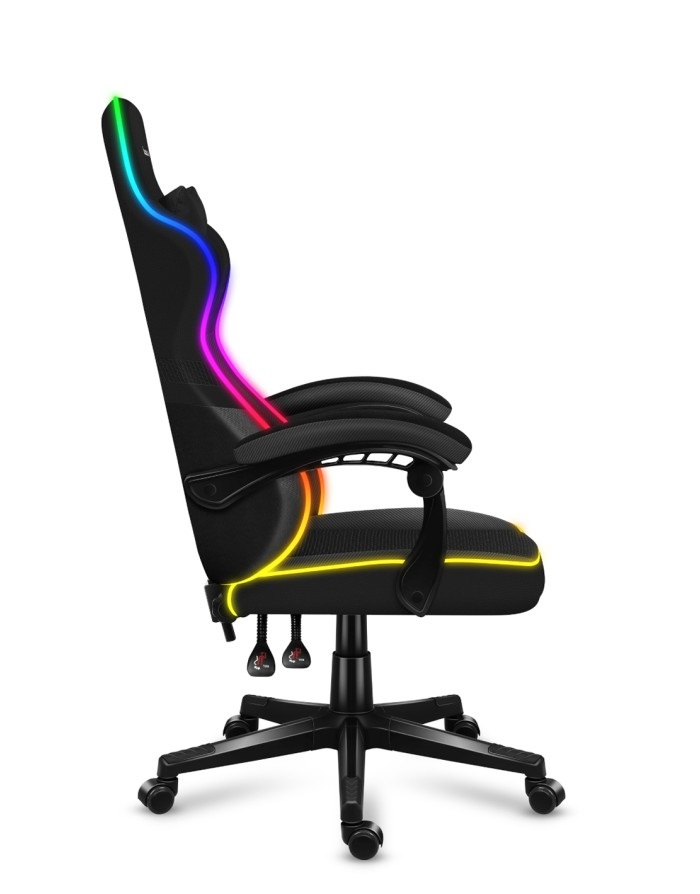 Huzaro Force 4.4 RGB Sedia da gaming per PC con illuminazione a LED, Seduta a dondolo, Schienale imbottito, Capacità 130 kg, Nero