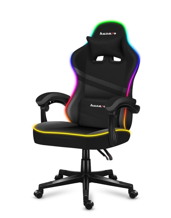 Huzaro Force 4.4 RGB Sedia da gaming per PC con illuminazione a LED, Seduta a dondolo, Schienale imbottito, Capacità 130 kg, Nero