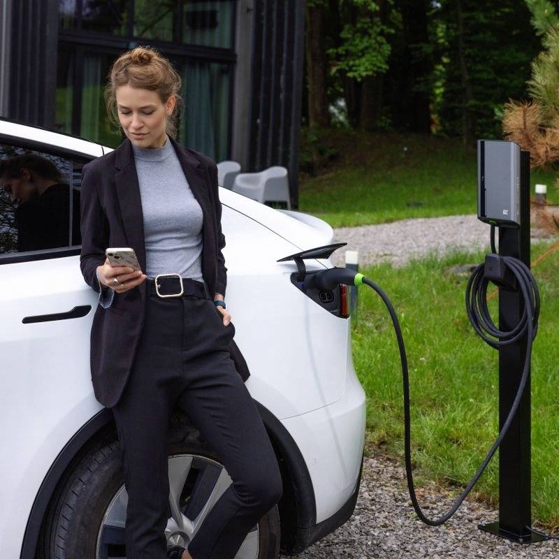 Green Cell Habu Post - Palo di fissaggio per stazione di ricarica Wallbox HabuDen per veicoli elettrici