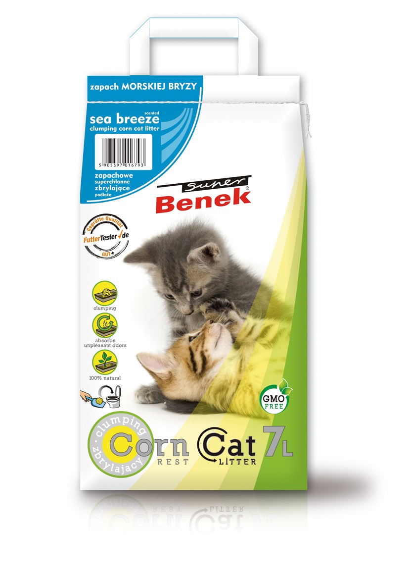 Certech Super Benek Corn Lettiera per Gatti al Mais con Profumo Marino - 100% Naturale e Biodegradabile, 7 L